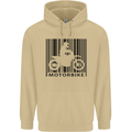 Motorbike Barcode Biker Motorcycle Mens 80% Cotton Hoodie Sand