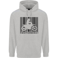 Motorbike Barcode Biker Motorcycle Mens 80% Cotton Hoodie Sports Grey