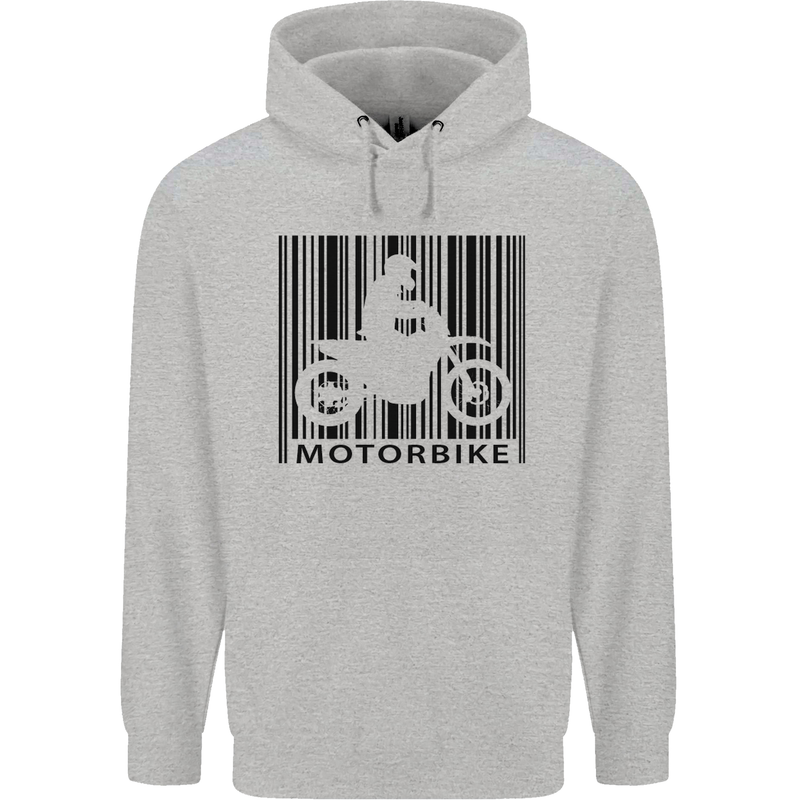 Motorbike Barcode Biker Motorcycle Mens 80% Cotton Hoodie Sports Grey
