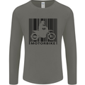 Motorbike Barcode Biker Motorcycle Mens Long Sleeve T-Shirt Charcoal