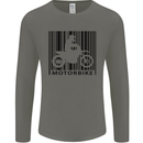 Motorbike Barcode Biker Motorcycle Mens Long Sleeve T-Shirt Charcoal