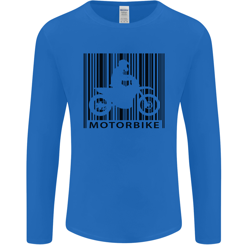 Motorbike Barcode Biker Motorcycle Mens Long Sleeve T-Shirt Royal Blue