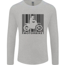 Motorbike Barcode Biker Motorcycle Mens Long Sleeve T-Shirt Sports Grey