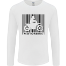 Motorbike Barcode Biker Motorcycle Mens Long Sleeve T-Shirt White