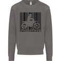 Motorbike Barcode Biker Motorcycle Mens Sweatshirt Jumper Charcoal