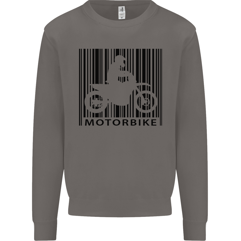Motorbike Barcode Biker Motorcycle Mens Sweatshirt Jumper Charcoal