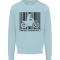 Motorbike Barcode Biker Motorcycle Mens Sweatshirt Jumper Light Blue