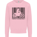Motorbike Barcode Biker Motorcycle Mens Sweatshirt Jumper Light Pink