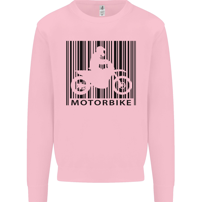 Motorbike Barcode Biker Motorcycle Mens Sweatshirt Jumper Light Pink