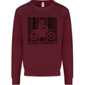 Motorbike Barcode Biker Motorcycle Mens Sweatshirt Jumper Maroon