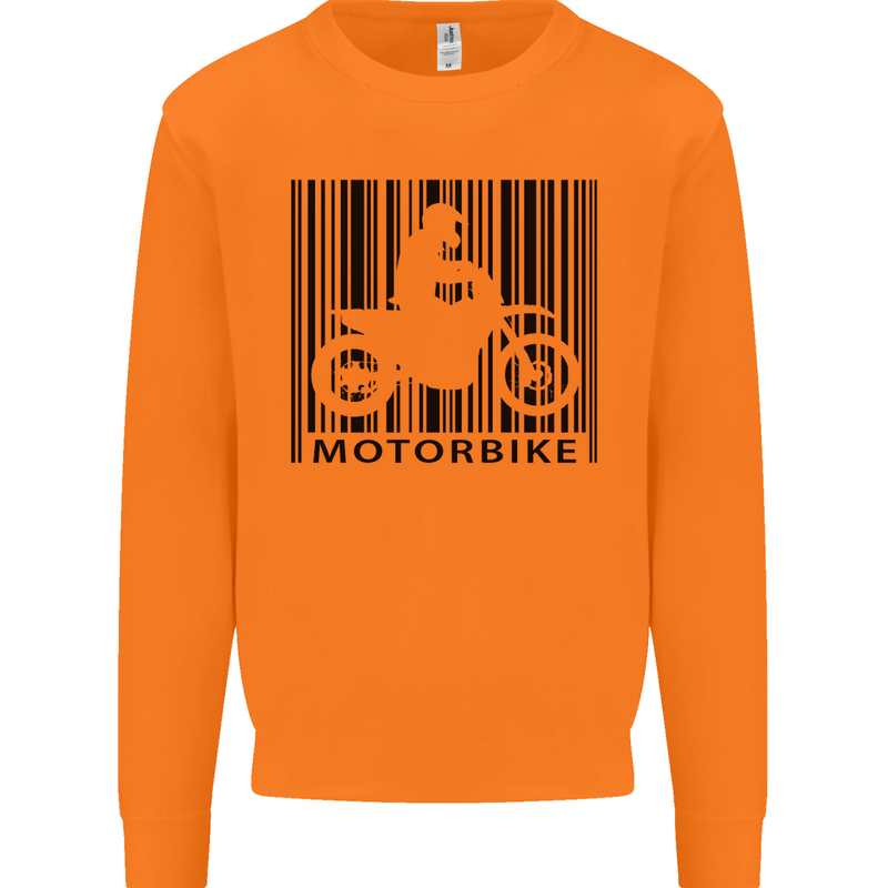 Motorbike Barcode Biker Motorcycle Mens Sweatshirt Jumper Orange