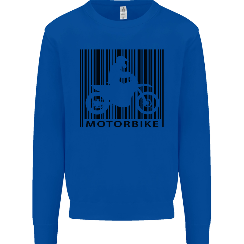 Motorbike Barcode Biker Motorcycle Mens Sweatshirt Jumper Royal Blue