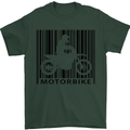 Motorbike Barcode Biker Motorcycle Mens T-Shirt Cotton Gildan Forest Green