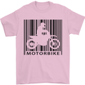 Motorbike Barcode Biker Motorcycle Mens T-Shirt Cotton Gildan Light Pink