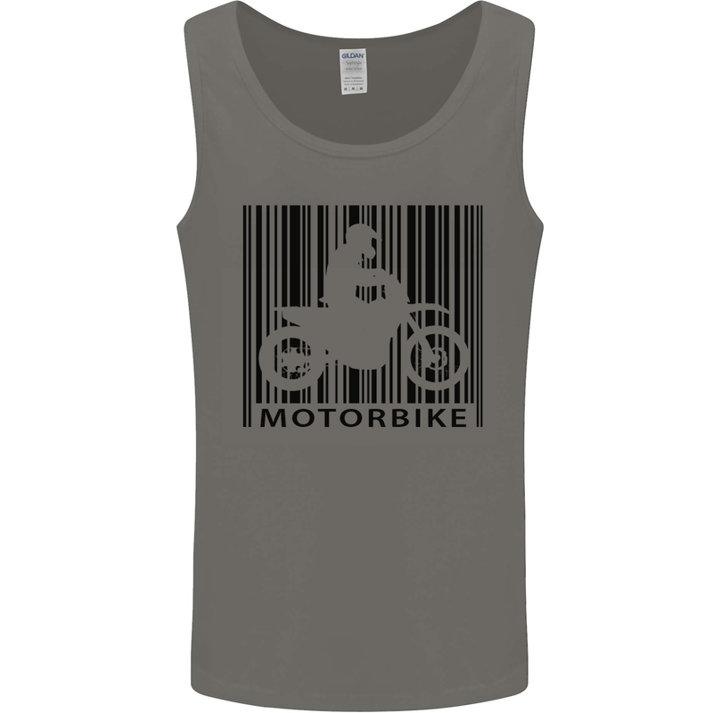 Motorbike Barcode Biker Motorcycle Mens Vest Tank Top Charcoal