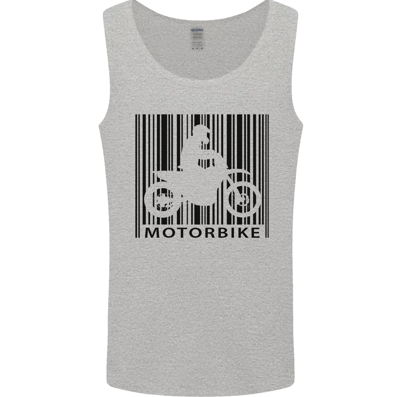Motorbike Barcode Biker Motorcycle Mens Vest Tank Top Sports Grey