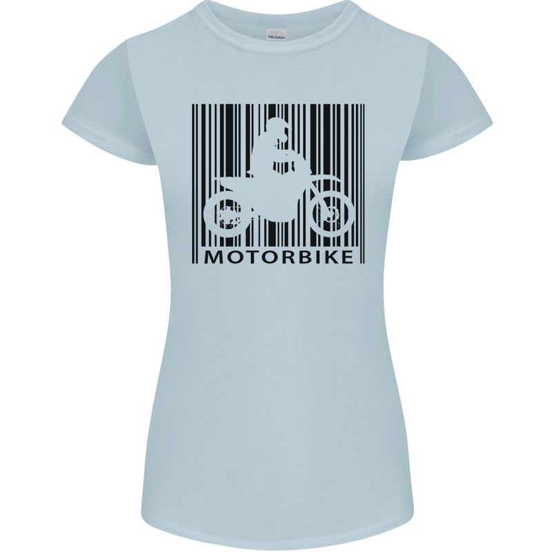 Motorbike Barcode Biker Motorcycle Womens Petite Cut T-Shirt Light Blue
