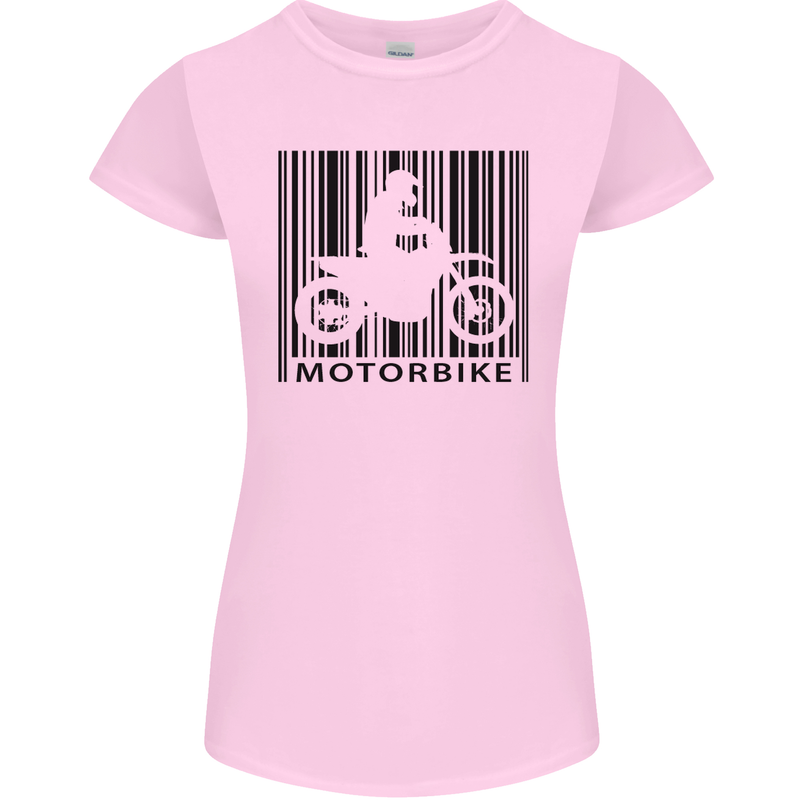 Motorbike Barcode Biker Motorcycle Womens Petite Cut T-Shirt Light Pink