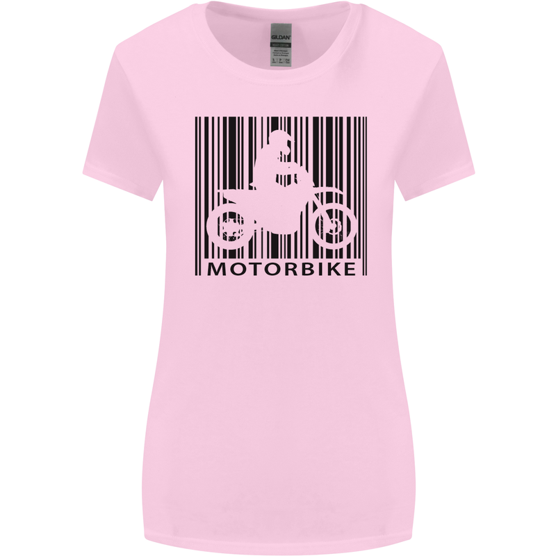 Motorbike Barcode Biker Motorcycle Womens Wider Cut T-Shirt Light Pink