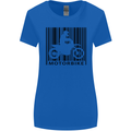 Motorbike Barcode Biker Motorcycle Womens Wider Cut T-Shirt Royal Blue