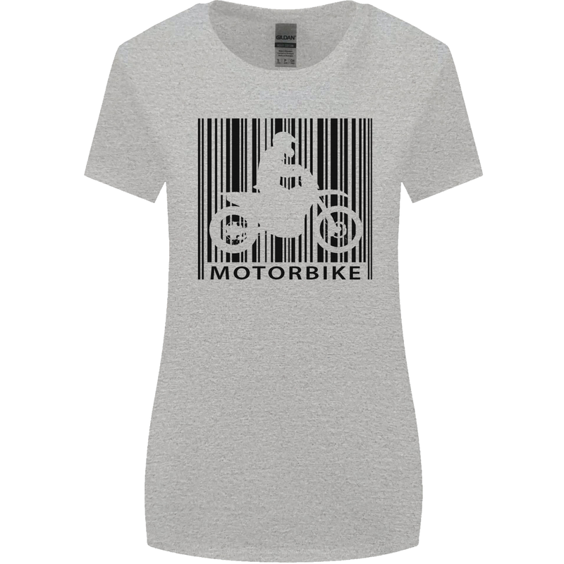 Motorbike Barcode Biker Motorcycle Womens Wider Cut T-Shirt Sports Grey