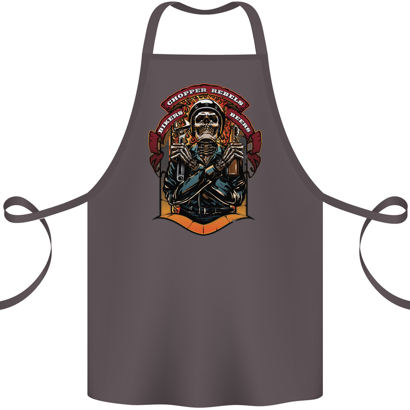 Motorbike Chopper Rebels Bikers Beers Cotton Apron 100% Organic Dark Grey