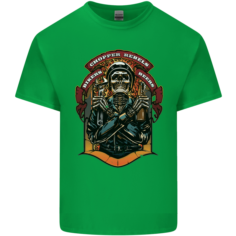 Motorbike Chopper Rebels Bikers Beers Mens Cotton T-Shirt Tee Top Irish Green