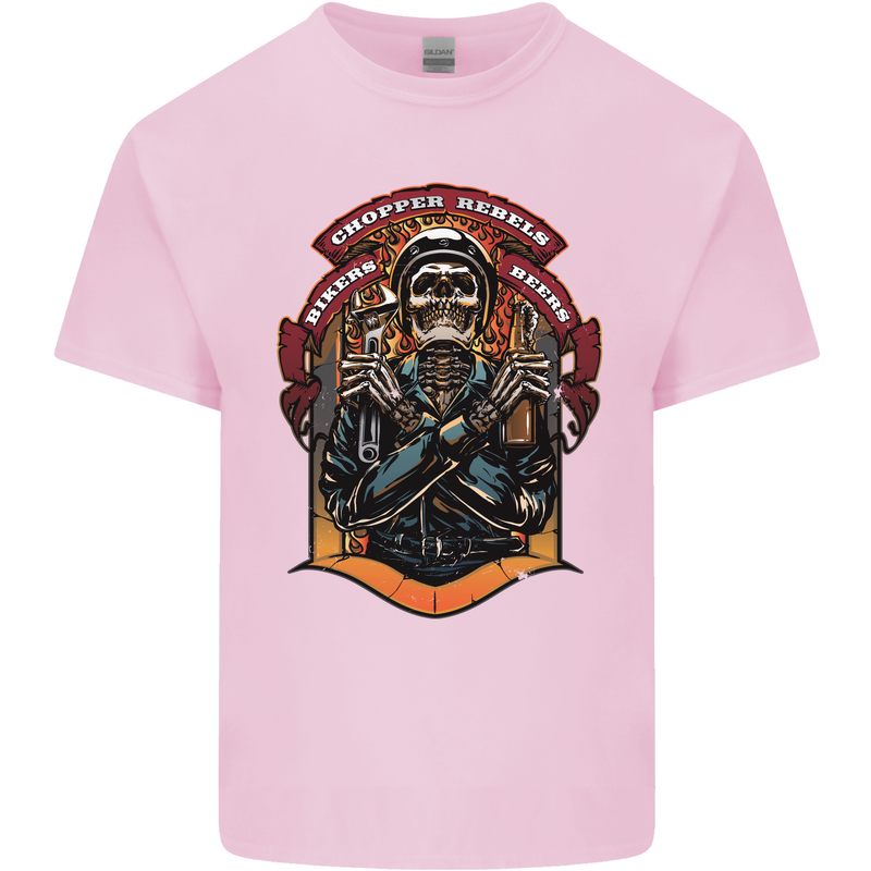 Motorbike Chopper Rebels Bikers Beers Mens Cotton T-Shirt Tee Top Light Pink