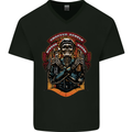 Motorbike Chopper Rebels Bikers Beers Mens V-Neck Cotton T-Shirt Black