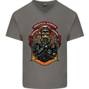Motorbike Chopper Rebels Bikers Beers Mens V-Neck Cotton T-Shirt Charcoal