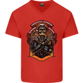 Motorbike Chopper Rebels Bikers Beers Mens V-Neck Cotton T-Shirt Red