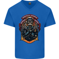 Motorbike Chopper Rebels Bikers Beers Mens V-Neck Cotton T-Shirt Royal Blue