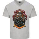 Motorbike Chopper Rebels Bikers Beers Mens V-Neck Cotton T-Shirt Sports Grey