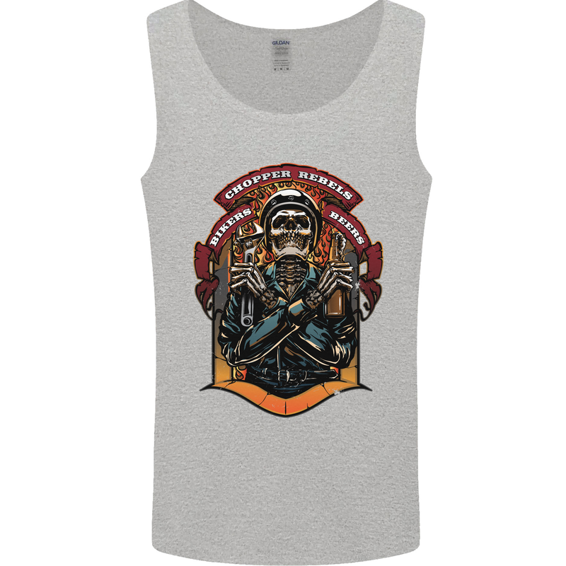 Motorbike Chopper Rebels Bikers Beers Mens Vest Tank Top Sports Grey