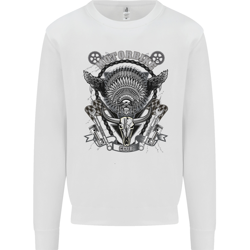 Motorbike Club Motorcycle Biker Kids Sweatshirt Jumper White
