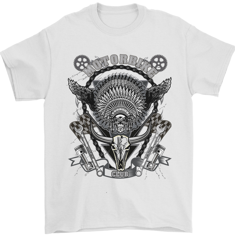 Motorbike Club Motorcycle Biker Mens T-Shirt Cotton Gildan White