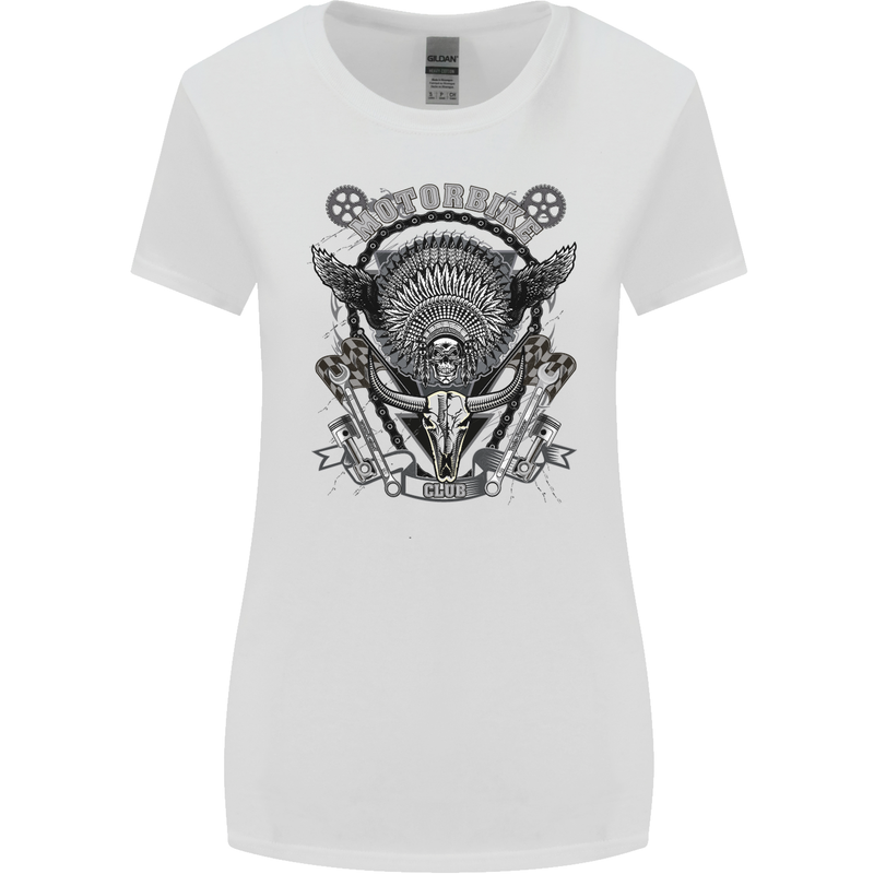 Motorbike Club Motorcycle Biker Womens Wider Cut T-Shirt White