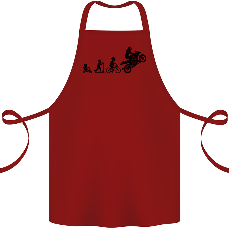 Motorbike Evolution Funny Biker Motorcycle Cotton Apron 100% Organic Maroon