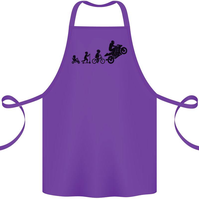 Motorbike Evolution Funny Biker Motorcycle Cotton Apron 100% Organic Purple