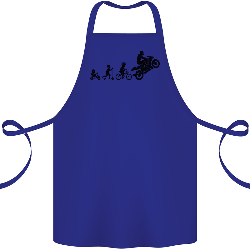 Motorbike Evolution Funny Biker Motorcycle Cotton Apron 100% Organic Royal Blue