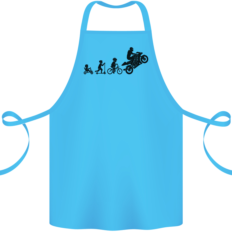 Motorbike Evolution Funny Biker Motorcycle Cotton Apron 100% Organic Turquoise