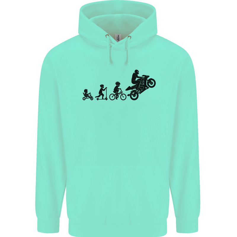 Motorbike Evolution Funny Biker Motorcycle Mens 80% Cotton Hoodie Peppermint