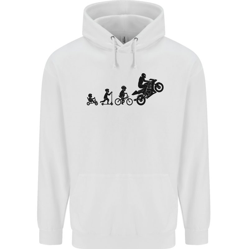 Motorbike Evolution Funny Biker Motorcycle Mens 80% Cotton Hoodie White