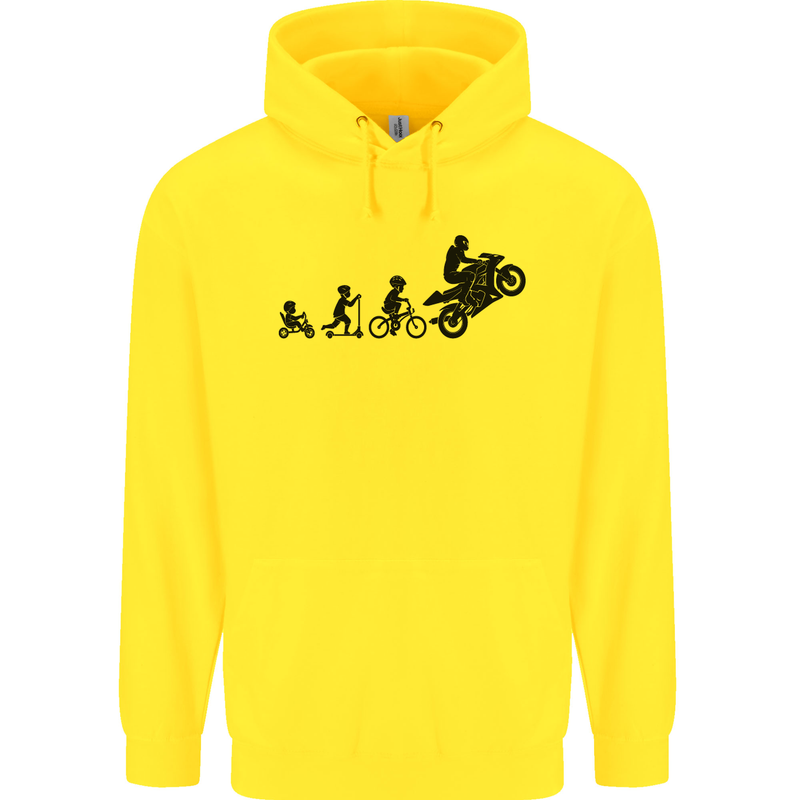Motorbike Evolution Funny Biker Motorcycle Mens 80% Cotton Hoodie Yellow
