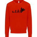 Motorbike Evolution Funny Biker Motorcycle Mens Sweatshirt Jumper Bright Red