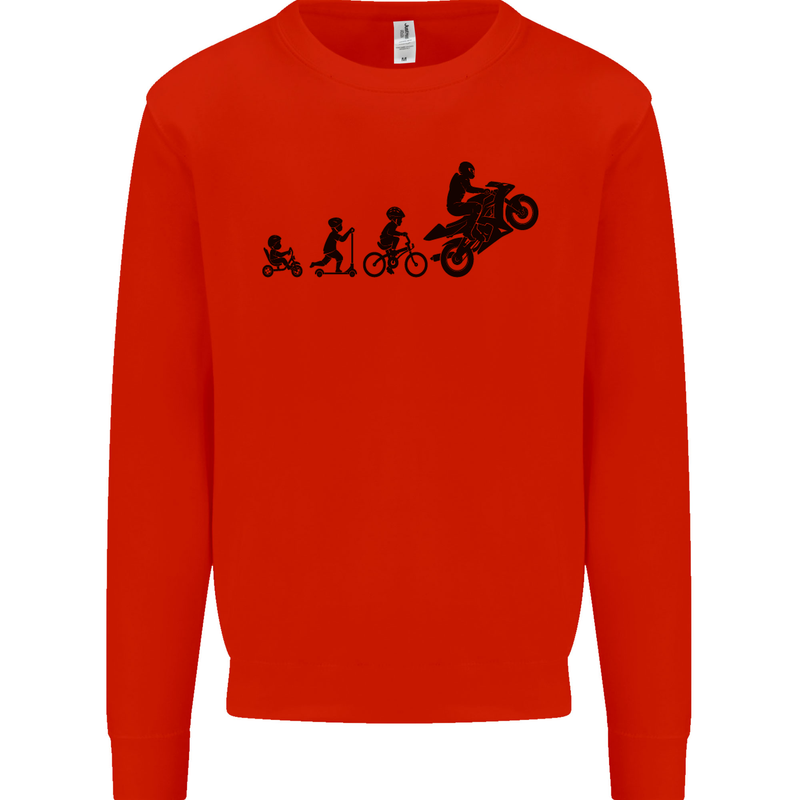 Motorbike Evolution Funny Biker Motorcycle Mens Sweatshirt Jumper Bright Red