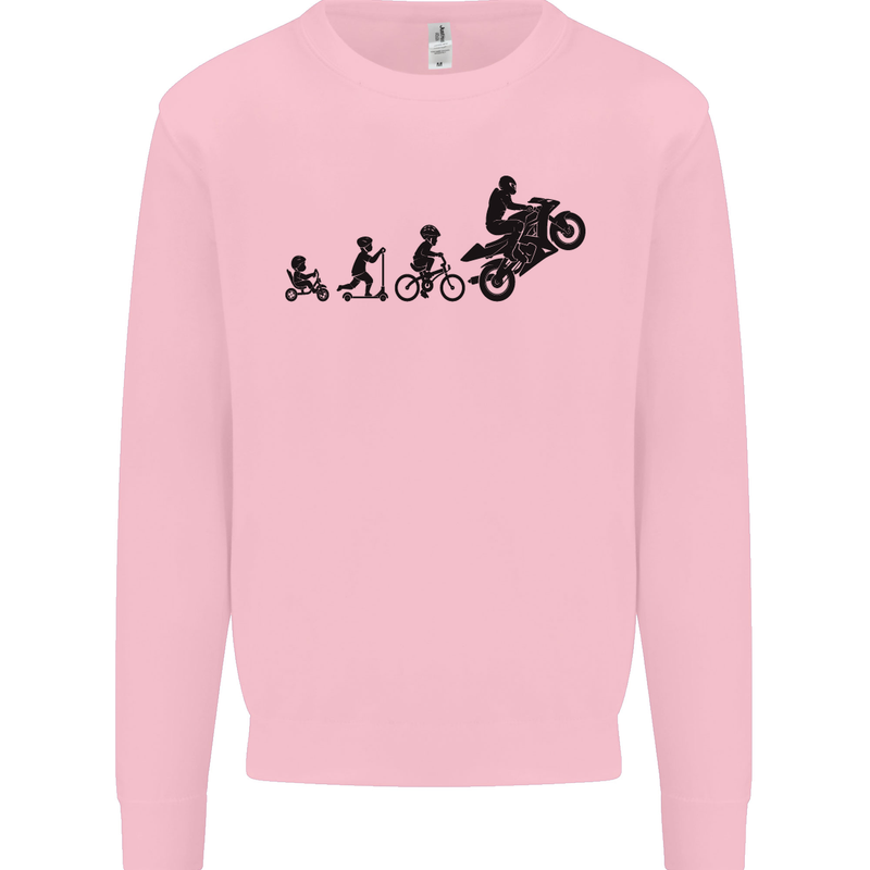 Motorbike Evolution Funny Biker Motorcycle Mens Sweatshirt Jumper Light Pink