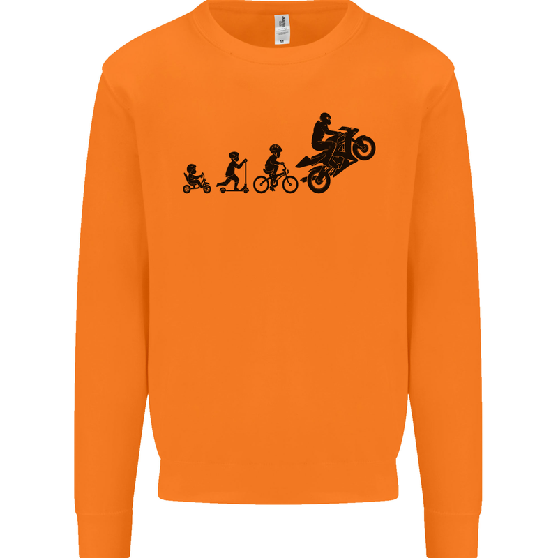 Motorbike Evolution Funny Biker Motorcycle Mens Sweatshirt Jumper Orange