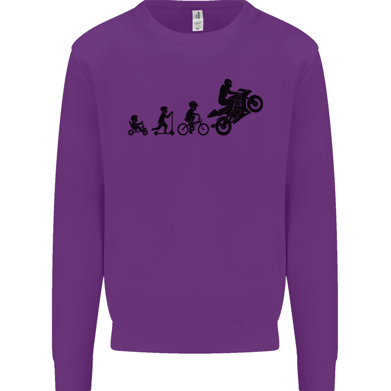 Motorbike Evolution Funny Biker Motorcycle Mens Sweatshirt Jumper Purple