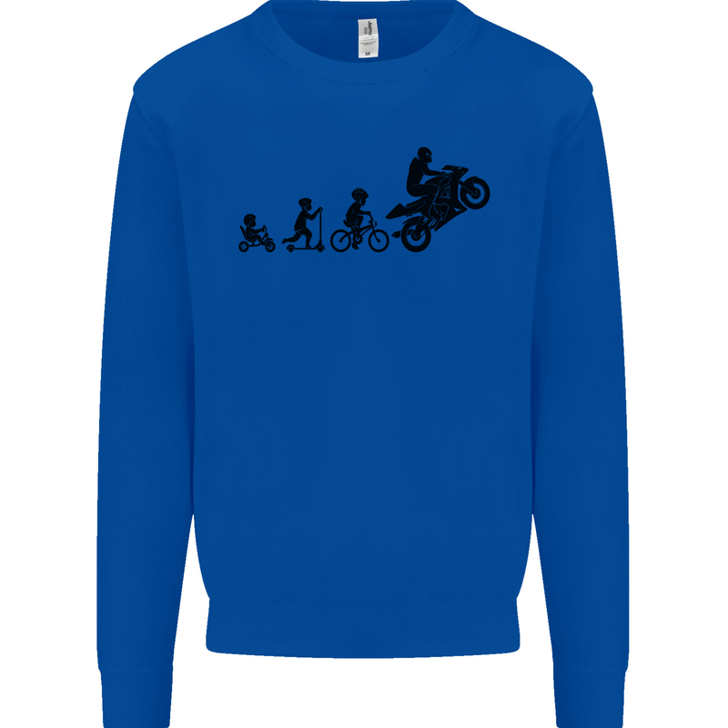 Motorbike Evolution Funny Biker Motorcycle Mens Sweatshirt Jumper Royal Blue